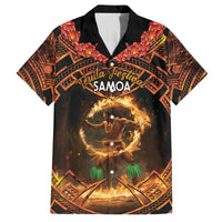 Samoa Teuila 2024 Festival Family Matching Long Sleeve Bodycon Dress and Hawaiian Shirt Samoan Siva Afi With Red Gingers LT14 Dad's Shirt - Short Sleeve Black - Polynesian Pride