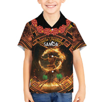 Samoa Teuila 2024 Festival Family Matching Long Sleeve Bodycon Dress and Hawaiian Shirt Samoan Siva Afi With Red Gingers LT14 Son's Shirt Black - Polynesian Pride