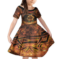 Samoa Teuila 2024 Festival Family Matching Mermaid Dress and Hawaiian Shirt Samoan Siva Afi With Red Gingers LT14 Daughter's Dress Black - Polynesian Pride