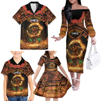 Samoa Teuila 2024 Festival Family Matching Off The Shoulder Long Sleeve Dress and Hawaiian Shirt Samoan Siva Afi With Red Gingers LT14 - Polynesian Pride