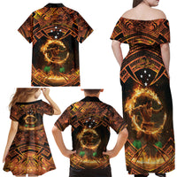 Samoa Teuila 2024 Festival Family Matching Off Shoulder Maxi Dress and Hawaiian Shirt Samoan Siva Afi With Red Gingers LT14 - Polynesian Pride