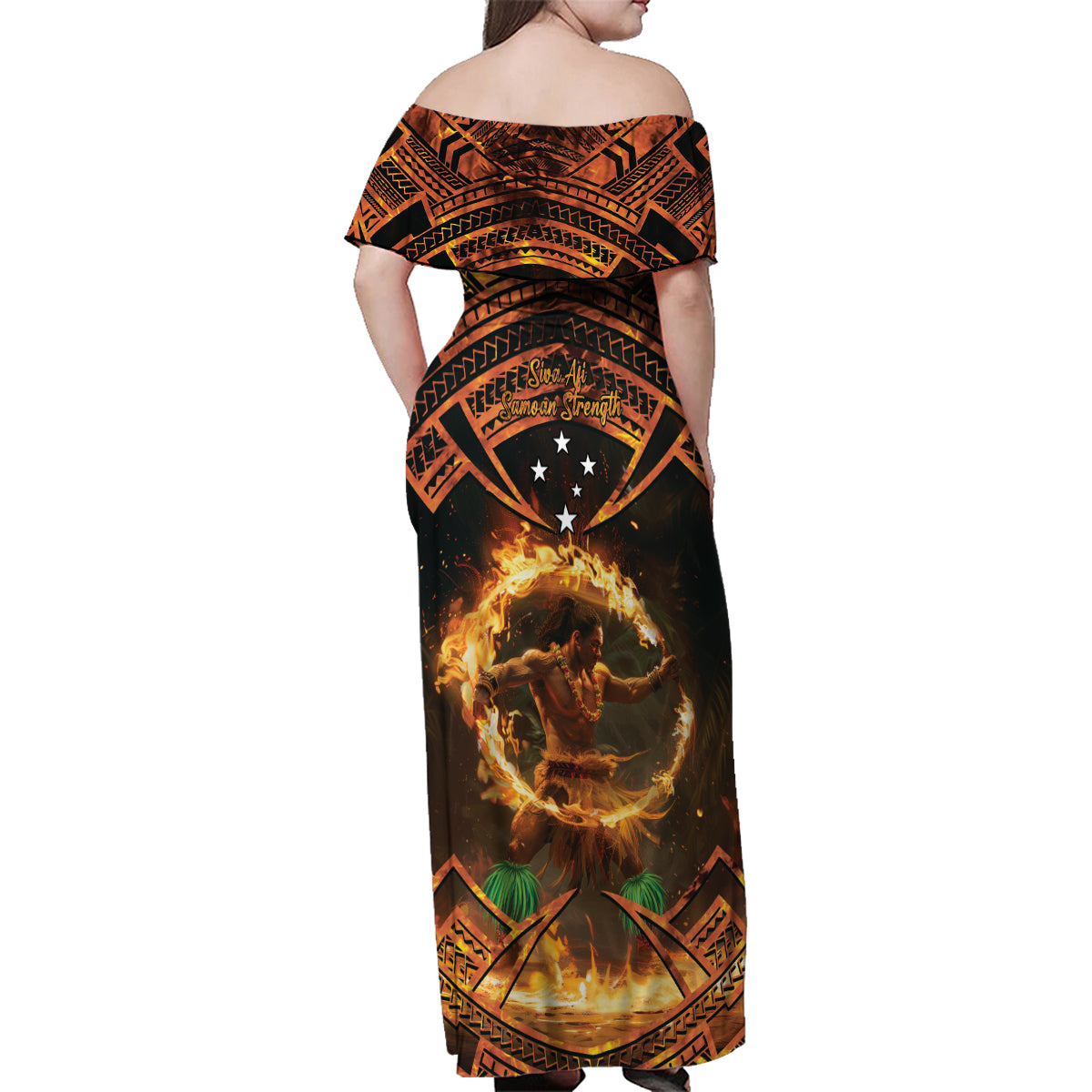 Samoa Teuila 2024 Festival Family Matching Off Shoulder Maxi Dress and Hawaiian Shirt Samoan Siva Afi With Red Gingers LT14 - Polynesian Pride