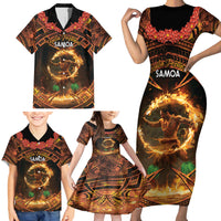 Samoa Teuila 2024 Festival Family Matching Short Sleeve Bodycon Dress and Hawaiian Shirt Samoan Siva Afi With Red Gingers LT14 - Polynesian Pride
