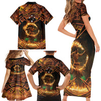 Samoa Teuila 2024 Festival Family Matching Short Sleeve Bodycon Dress and Hawaiian Shirt Samoan Siva Afi With Red Gingers LT14 - Polynesian Pride