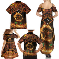 Samoa Teuila 2024 Festival Family Matching Summer Maxi Dress and Hawaiian Shirt Samoan Siva Afi With Red Gingers LT14 - Polynesian Pride