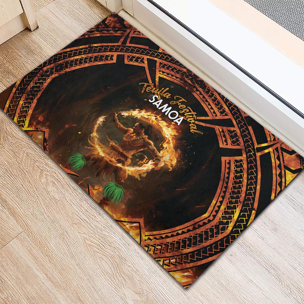 Samoa Teuila 2024 Festival Rubber Doormat Samoan Siva Afi With Red Gingers
