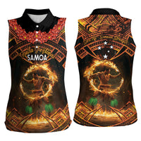 Samoa Teuila 2024 Festival Women Sleeveless Polo Shirt Samoan Siva Afi With Red Gingers