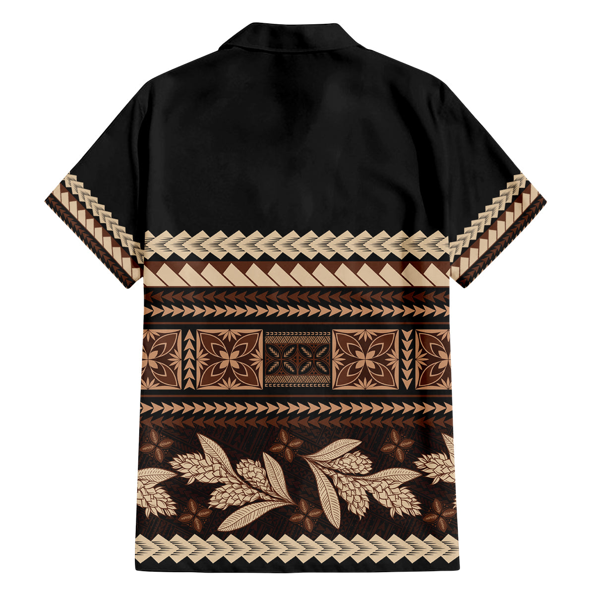 Black Samoa Siapo Teuila Flowers Family Matching Off The Shoulder Long Sleeve Dress and Hawaiian Shirt LT14 - Polynesian Pride