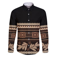 Black Samoa Siapo Teuila Flowers Family Matching Off Shoulder Maxi Dress and Hawaiian Shirt