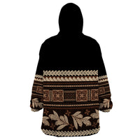Black Samoa Siapo Teuila Flowers Wearable Blanket Hoodie