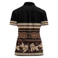 Black Samoa Siapo Teuila Flowers Women Polo Shirt