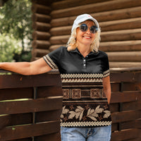 Black Samoa Siapo Teuila Flowers Women Polo Shirt