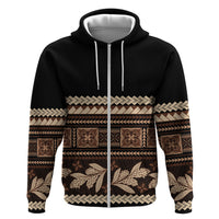Black Samoa Siapo Teuila Flowers Zip Hoodie