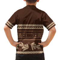 Brown Samoa Siapo Teuila Flowers Family Matching Long Sleeve Bodycon Dress and Hawaiian Shirt LT14 - Polynesian Pride