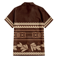 Brown Samoa Siapo Teuila Flowers Family Matching Short Sleeve Bodycon Dress and Hawaiian Shirt LT14 - Polynesian Pride