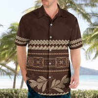 Brown Samoa Siapo Teuila Flowers Hawaiian Shirt