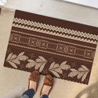Brown Samoa Siapo Teuila Flowers Rubber Doormat