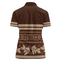 Brown Samoa Siapo Teuila Flowers Women Polo Shirt