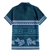 Dark Cyan Samoa Siapo Teuila Flowers Family Matching Mermaid Dress and Hawaiian Shirt LT14 - Polynesian Pride