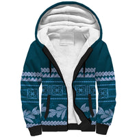 Dark Cyan Samoa Siapo Teuila Flowers Sherpa Hoodie