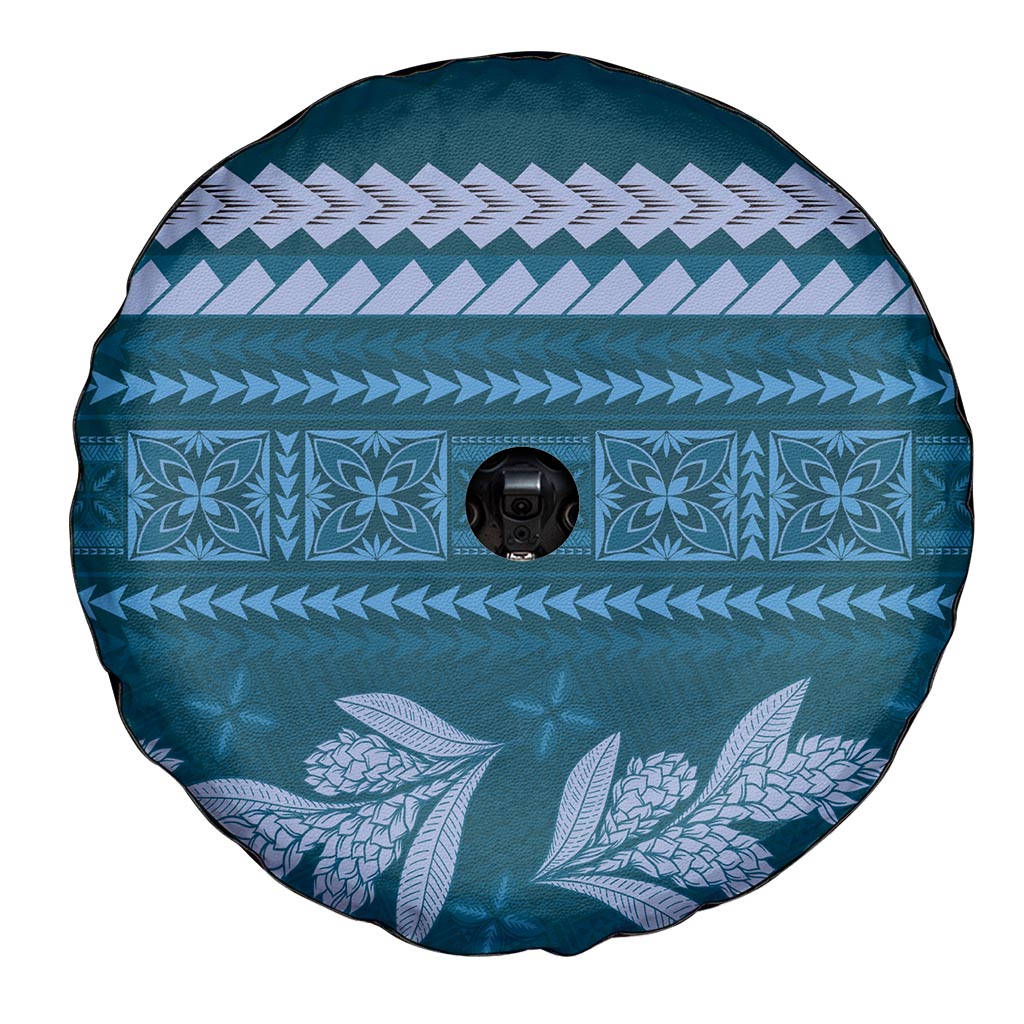 Dark Cyan Samoa Siapo Teuila Flowers Spare Tire Cover