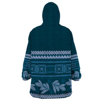 Dark Cyan Samoa Siapo Teuila Flowers Wearable Blanket Hoodie