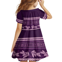 Purple Samoa Siapo Teuila Flowers Family Matching Long Sleeve Bodycon Dress and Hawaiian Shirt LT14 - Polynesian Pride