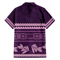 Purple Samoa Siapo Teuila Flowers Family Matching Long Sleeve Bodycon Dress and Hawaiian Shirt LT14 - Polynesian Pride