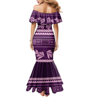 Purple Samoa Siapo Teuila Flowers Family Matching Mermaid Dress and Hawaiian Shirt LT14 - Polynesian Pride