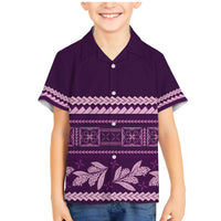 Purple Samoa Siapo Teuila Flowers Family Matching Mermaid Dress and Hawaiian Shirt LT14 Son's Shirt Purple - Polynesian Pride