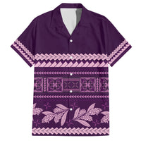 Purple Samoa Siapo Teuila Flowers Family Matching Short Sleeve Bodycon Dress and Hawaiian Shirt LT14 Dad's Shirt - Short Sleeve Purple - Polynesian Pride