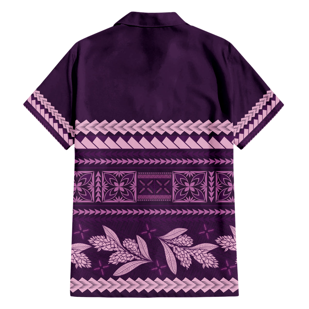Purple Samoa Siapo Teuila Flowers Family Matching Short Sleeve Bodycon Dress and Hawaiian Shirt LT14 - Polynesian Pride