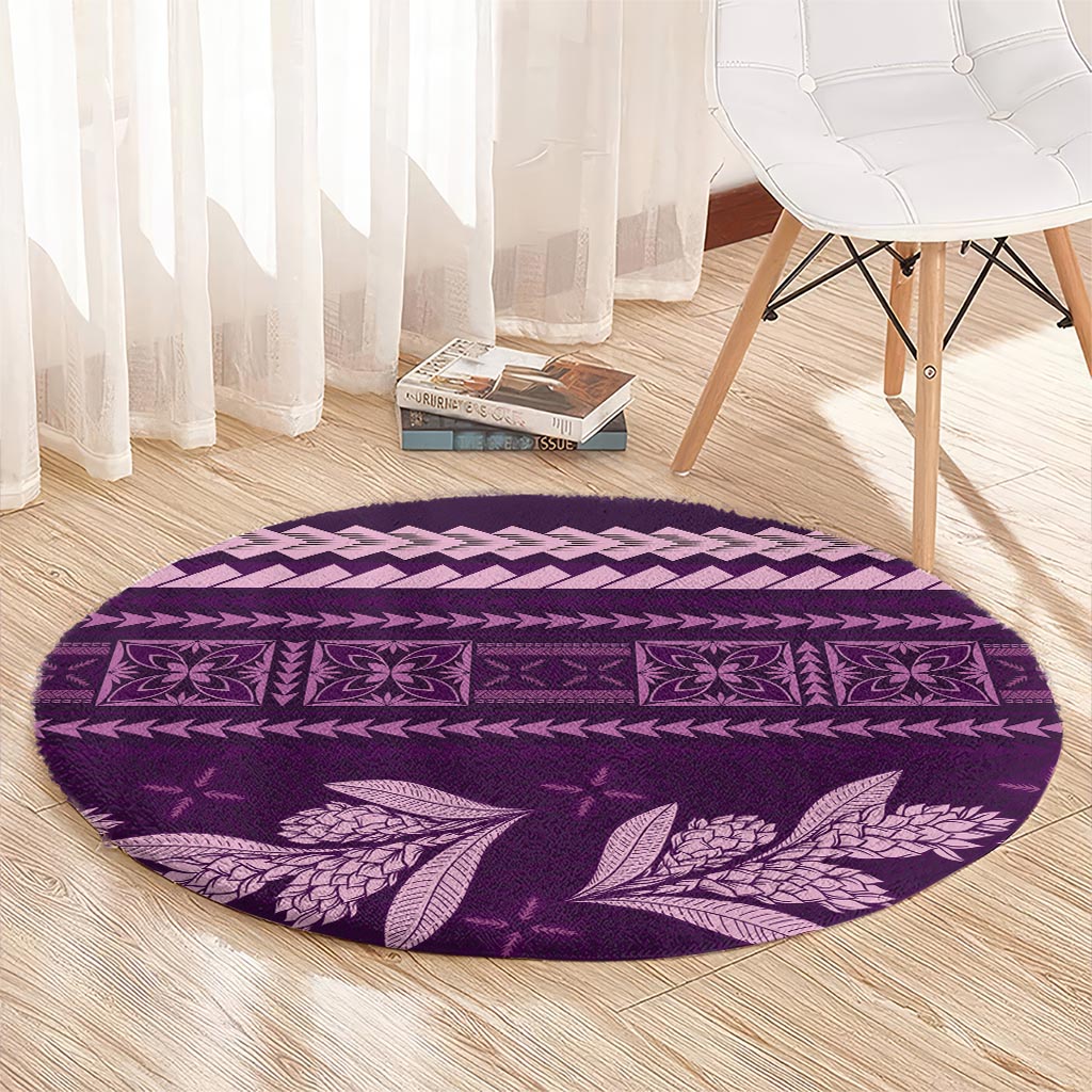 Purple Samoa Siapo Teuila Flowers Round Carpet