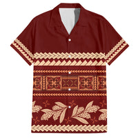 Red Samoa Siapo Teuila Flowers Family Matching Off Shoulder Short Dress and Hawaiian Shirt