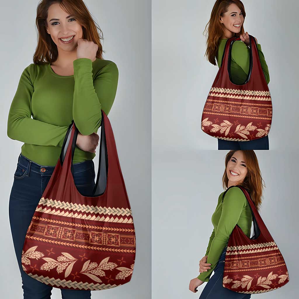 Red Samoa Siapo Teuila Flowers Grocery Bag