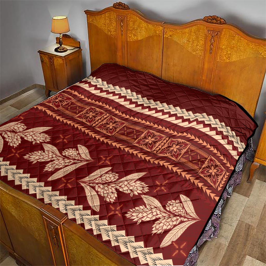 Red Samoa Siapo Teuila Flowers Quilt