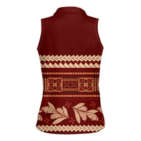 Red Samoa Siapo Teuila Flowers Women Sleeveless Polo Shirt