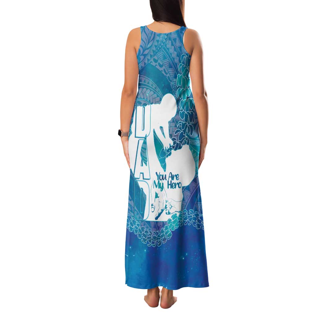Turquoise Polynesia Father's Day Family Matching Tank Maxi Dress and Hawaiian Shirt Dad You Are My Hero LT14 - Polynesian Pride