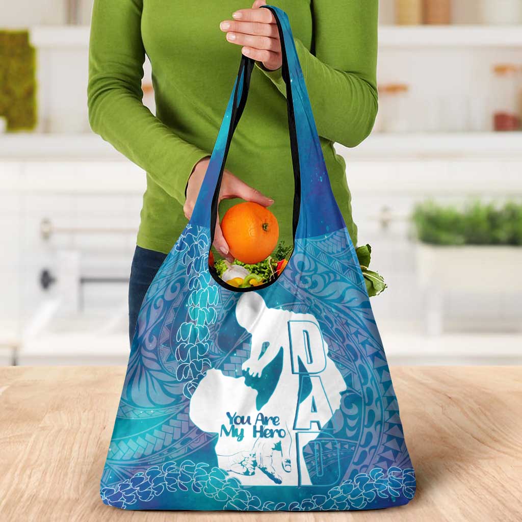 Turquoise Polynesia Father's Day Grocery Bag Dad You Are My Hero
