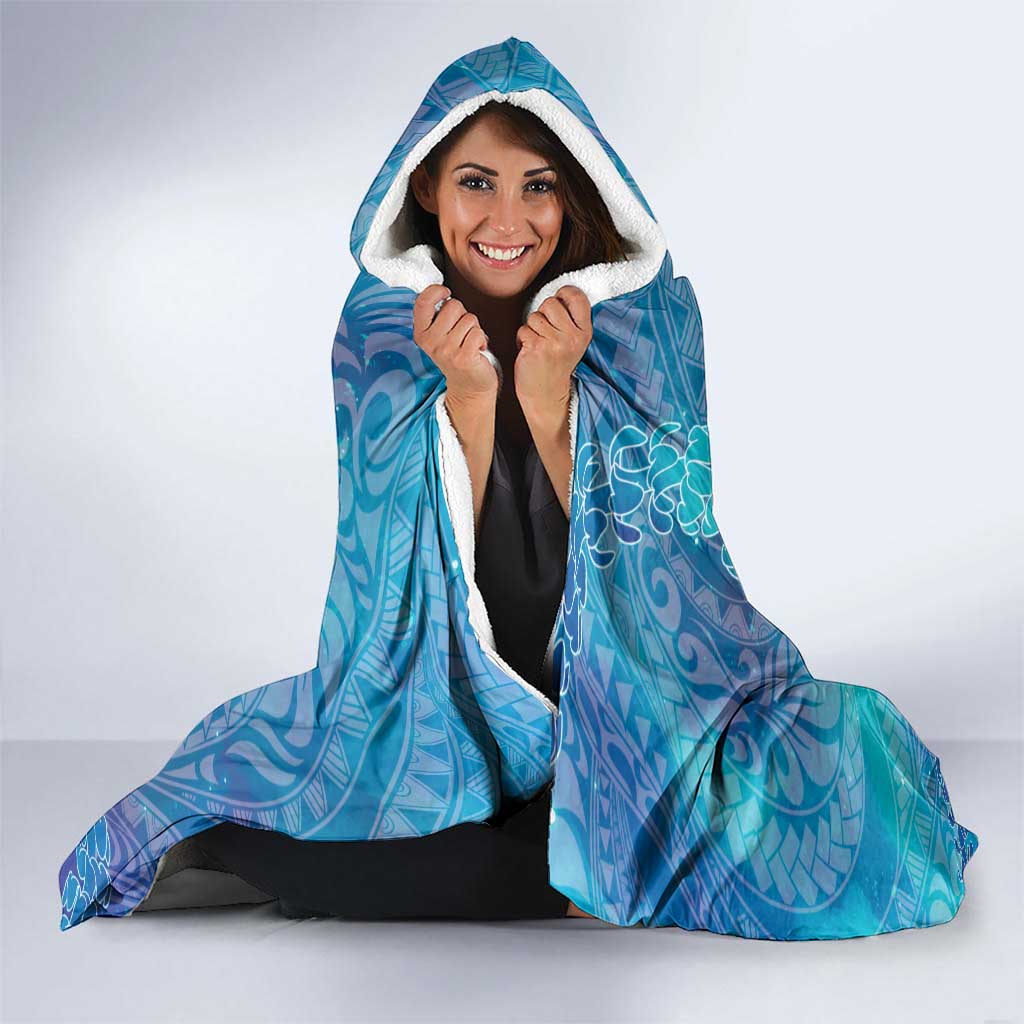 Turquoise Polynesia Father's Day Hooded Blanket Dad You Are My Hero