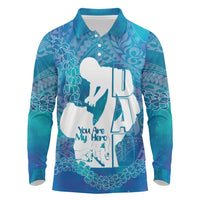Turquoise Polynesia Father's Day Long Sleeve Polo Shirt Dad You Are My Hero