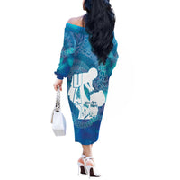 Turquoise Polynesia Father's Day Off The Shoulder Long Sleeve Dress Dad You Are My Hero
