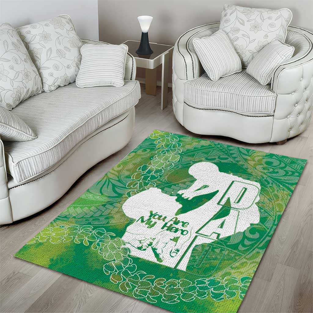 Green Polynesia Father's Day Area Rug Dad You Are My Hero