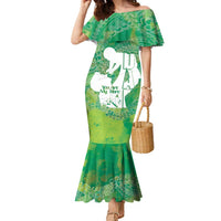 Green Polynesia Father's Day Family Matching Mermaid Dress and Hawaiian Shirt Dad You Are My Hero LT14 Mom's Dress Green - Polynesian Pride