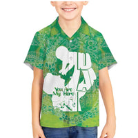 Green Polynesia Father's Day Family Matching Mermaid Dress and Hawaiian Shirt Dad You Are My Hero LT14 Son's Shirt Green - Polynesian Pride