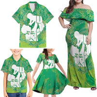 Green Polynesia Father's Day Family Matching Off Shoulder Maxi Dress and Hawaiian Shirt Dad You Are My Hero LT14 - Polynesian Pride
