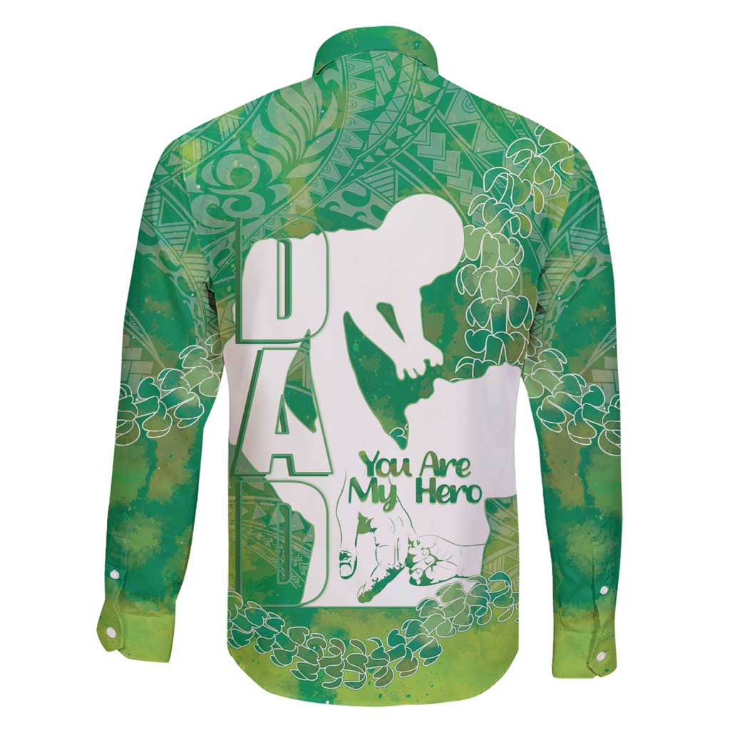 Green Polynesia Father's Day Family Matching Short Sleeve Bodycon Dress and Hawaiian Shirt Dad You Are My Hero LT14 - Polynesian Pride