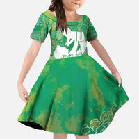 Green Polynesia Father's Day Family Matching Summer Maxi Dress and Hawaiian Shirt Dad You Are My Hero LT14 Daughter's Dress Green - Polynesian Pride
