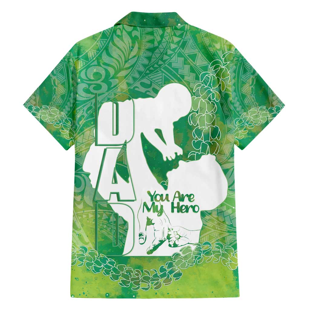 Green Polynesia Father's Day Family Matching Summer Maxi Dress and Hawaiian Shirt Dad You Are My Hero LT14 - Polynesian Pride