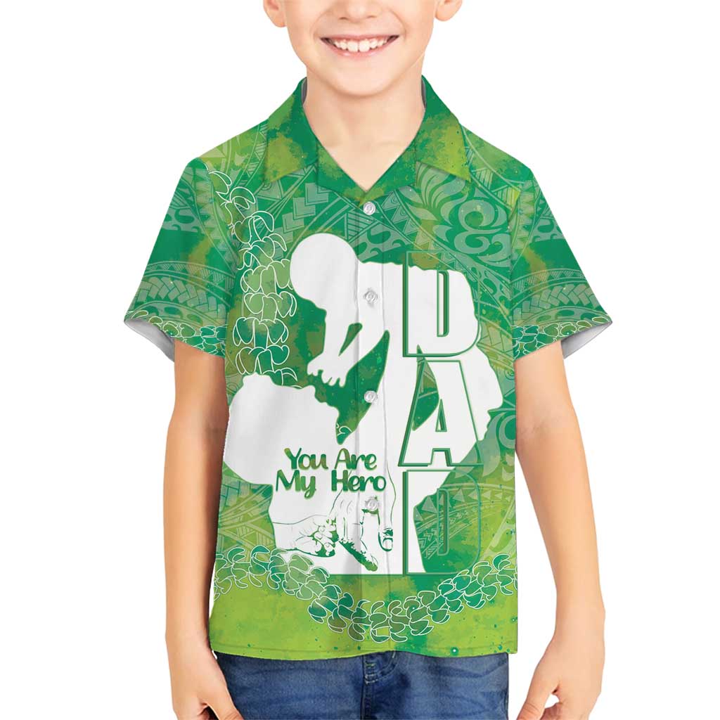 Green Polynesia Father's Day Family Matching Summer Maxi Dress and Hawaiian Shirt Dad You Are My Hero LT14 Son's Shirt Green - Polynesian Pride